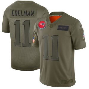 Nike Patriots #11 Julian Edelman Camo Men's Stitched NFL Limited 2019 Salute To Service Jersey - Custom Name