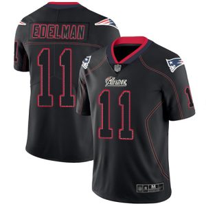 Nike Patriots #11 Julian Edelman Lights Out Black Men's Stitched NFL Limited Rush Jersey - Custom Name