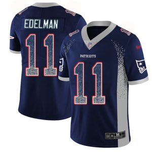 Nike Patriots #11 Julian Edelman Navy Blue Team Color Men's Stitched NFL Limited Rush Drift Fashion Jersey - Custom Name