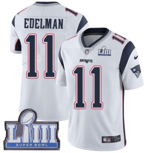 Nike Patriots #11 Julian Edelman White Super Bowl LIII Bound Men's Stitched NFL Vapor Untouchable Limited Jersey - Custom Name