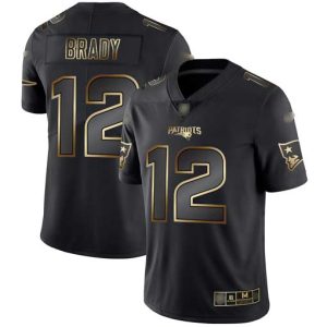 Nike Patriots #12 Tom Brady Black Gold Men's Stitched NFL Vapor Untouchable Limited Jersey - Custom Name