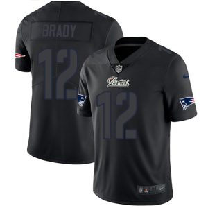 Nike Patriots #12 Tom Brady Black Men's Stitched NFL Limited Rush Impact Jersey - Custom Name