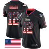 Nike Patriots #12 Tom Brady Black Men's Stitched NFL Limited Rush USA Flag Jersey - Custom Name
