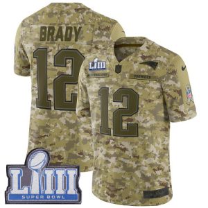 Nike Patriots #12 Tom Brady Camo Super Bowl LIII Bound Men's Stitched NFL Limited 2018 Salute To Service Jersey - Custom Name