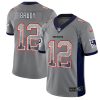 Nike Patriots #12 Tom Brady Grey Men's Stitched NFL Limited Rush Drift Fashion Jersey - Custom Name