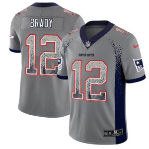 Nike Patriots #12 Tom Brady Grey Men's Stitched NFL Limited Rush Drift Fashion Jersey - Custom Name