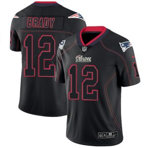 Nike Patriots #12 Tom Brady Lights Out Black Men's Stitched NFL Limited Rush Jersey - Custom Name