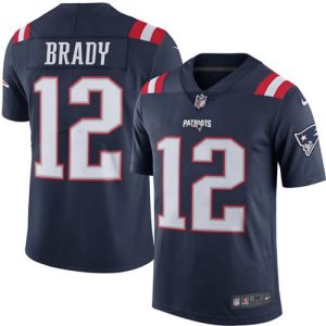 Nike Patriots #12 Tom Brady Navy Blue Men's Stitched NFL Limited Rush Jersey - Custom Name