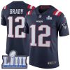 Nike Patriots #12 Tom Brady Navy Blue Super Bowl LIII Bound Men's Stitched NFL Limited Rush Jersey - Custom Name