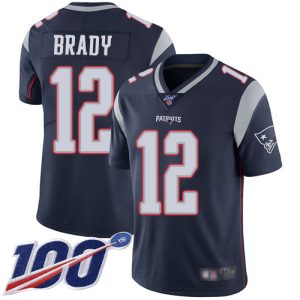 Nike Patriots #12 Tom Brady Navy Blue Team Color Men's Stitched NFL 100th Season Vapor Limited Jersey - Custom Name