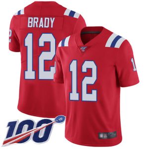 Nike Patriots #12 Tom Brady Red Alternate Men's Stitched NFL 100th Season Vapor Limited Jersey - Custom Name