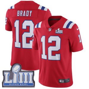 Nike Patriots #12 Tom Brady Red Alternate Super Bowl LIII Bound Men's Stitched NFL Vapor Untouchable Limited Jersey - Custom Name