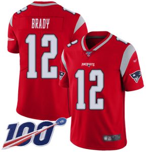Nike Patriots #12 Tom Brady Red Men's Stitched NFL Limited Inverted Legend 100th Season Jersey - Custom Name