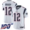 Nike Patriots #12 Tom Brady White Men's Stitched NFL 100th Season Vapor Limited Jersey - Custom Name