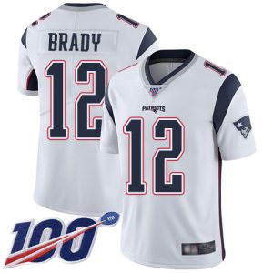Nike Patriots #12 Tom Brady White Men's Stitched NFL 100th Season Vapor Limited Jersey - Custom Name