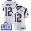 Nike Patriots #12 Tom Brady White Super Bowl LIII Bound Men's Stitched NFL Vapor Untouchable Limited Jersey - Custom Name