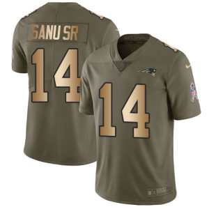 Nike Patriots #14 Mohamed Sanu Sr Olive Gold Men's Stitched NFL Limited 2017 Salute To Service Jersey - Custom Name
