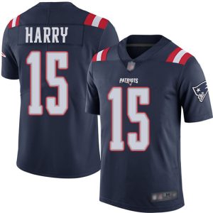 Nike Patriots #15 N'Keal Harry Navy Blue Men's Stitched NFL Limited Rush Jersey - Custom Name