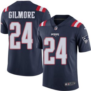 Nike Patriots #24 Stephon Gilmore Navy Blue Men's Stitched NFL Limited Rush Jersey - Custom Name