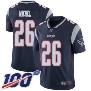 Nike Patriots #26 Sony Michel Navy Blue Team Color Men's Stitched NFL 100th Season Vapor Limited Jersey - Custom Name