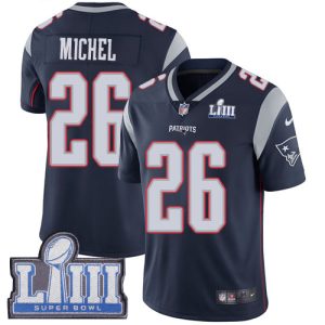Nike Patriots #26 Sony Michel Navy Blue Team Color Super Bowl LIII Bound Men's Stitched NFL Vapor Untouchable Limited Jersey - Custom Name