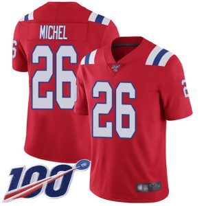 Nike Patriots #26 Sony Michel Red Alternate Men's Stitched NFL 100th Season Vapor Limited Jersey - Custom Name