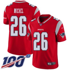 Nike Patriots #26 Sony Michel Red Men's Stitched NFL Limited Inverted Legend 100th Season Jersey - Custom Name