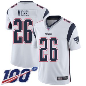 Nike Patriots #26 Sony Michel White Men's Stitched NFL 100th Season Vapor Limited Jersey - Custom Name