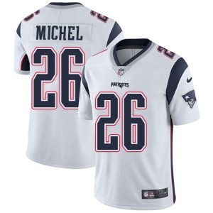 Nike Patriots #26 Sony Michel White Men's Stitched NFL Vapor Untouchable Limited Jersey - Custom Name