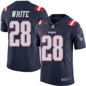 Nike Patriots #28 James White Navy Blue Men's Stitched NFL Limited Rush Jersey - Custom Name