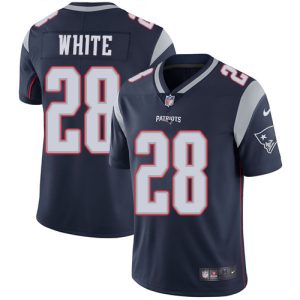 Nike Patriots #28 James White Navy Blue Team Color Men's Stitched NFL Vapor Untouchable Limited Jersey - Custom Name