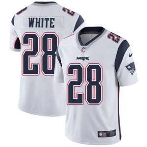 Nike Patriots #28 James White White Men's Stitched NFL Vapor Untouchable Limited Jersey - Custom Name