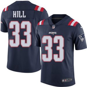 Nike Patriots #33 Jeremy Hill Navy Blue Men's Stitched NFL Limited Rush Jersey - Custom Name