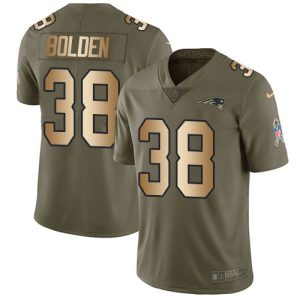 Nike Patriots #38 Brandon Bolden Olive Gold Men's Stitched NFL Limited 2017 Salute To Service Jersey - Custom Name