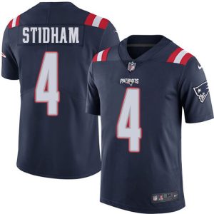 Nike Patriots #4 Jarrett Stidham Navy Blue Men's Stitched NFL Limited Rush Jersey - Custom Name
