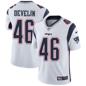 Nike Patriots #46 James Develin White Men's Stitched NFL Vapor Untouchable Limited Jersey - Custom Name