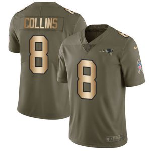 Nike Patriots #8 Jamie Collins Sr Olive Gold Men's Stitched NFL Limited 2017 Salute To Service Jersey - Custom Name