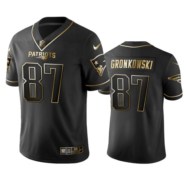 Nike Patriots #87 Rob Gronkowski Black Golden Limited Edition Stitched NFL Jersey - Custom Name