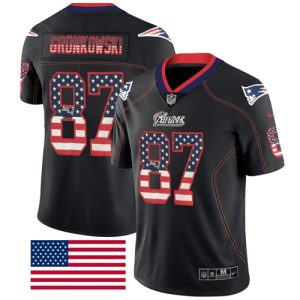 Nike Patriots #87 Rob Gronkowski Black Men's Stitched NFL Limited Rush USA Flag Jersey - Custom Name