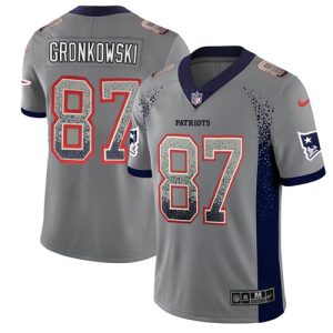 Nike Patriots #87 Rob Gronkowski Grey Men's Stitched NFL Limited Rush Drift Fashion Jersey - Custom Name
