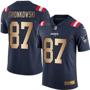 Nike Patriots #87 Rob Gronkowski Navy Blue Men's Stitched NFL Limited Gold Rush Jersey - Custom Name