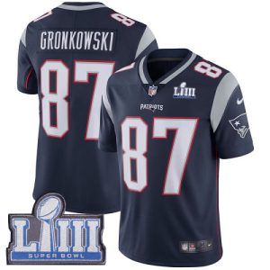 Nike Patriots #87 Rob Gronkowski Navy Blue Team Color Super Bowl LIII Bound Men's Stitched NFL Vapor Untouchable Limited Jersey - Custom Name