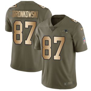 Nike Patriots #87 Rob Gronkowski Olive Gold Men's Stitched NFL Limited 2017 Salute To Service Jersey - Custom Name