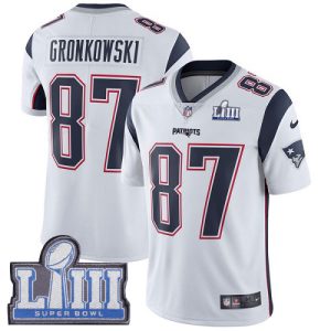 Nike Patriots #87 Rob Gronkowski White Super Bowl LIII Bound Men's Stitched NFL Vapor Untouchable Limited Jersey - Custom Name