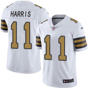 Nike Saints #11 Deonte Harris White Men's Stitched NFL Limited Rush Jersey - Custom Name