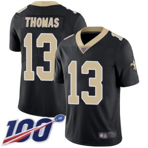 Nike Saints #13 Michael Thomas Black Team Color Men's Stitched NFL 100th Season Vapor Limited Jersey- Custom Name