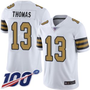 Nike Saints #13 Michael Thomas White Men's Stitched NFL Limited Rush 100th Season Jersey - Custom Name