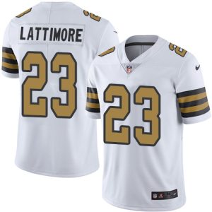 Nike Saints #23 Marshon Lattimore White Men's Stitched NFL Limited Rush Jersey - Custom Name