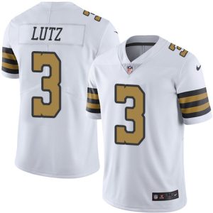 Nike Saints #3 Wil Lutz White Men's Stitched NFL Limited Rush Jersey - Custom Name