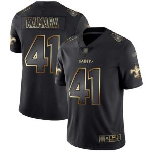 Nike Saints #41 Alvin Kamara Black Gold Men's Stitched NFL Vapor Untouchable Limited Jersey - Custom Name